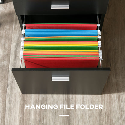 HOMCOM desk drawer holding colorful hanging file folders