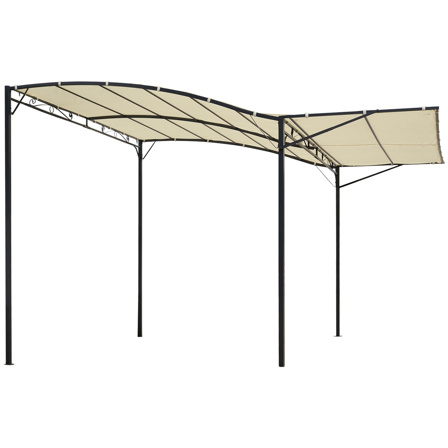 Photo of Outsunny 3 x 2.5m Patio Metal Gazebo Door Window Awning Wall Mount Canopy Outdoor Sunshade with Extended Shelter Cream White in White colour on a white background
