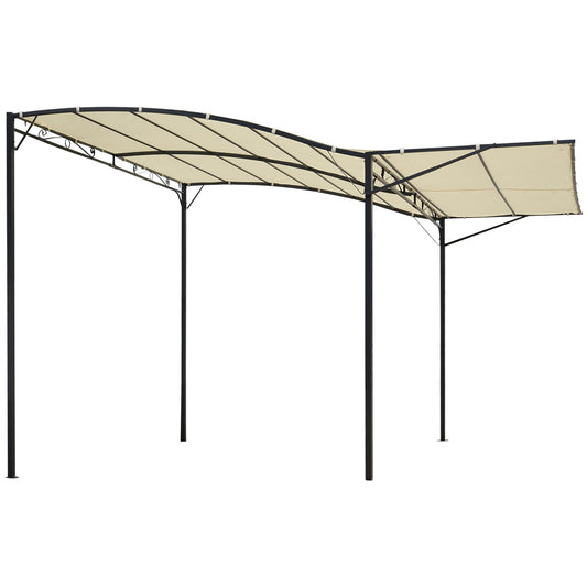 Photo of Outsunny 3 x 2.5m Patio Metal Gazebo Door Window Awning Wall Mount Canopy Outdoor Sunshade with Extended Shelter Cream White in White colour on a white background