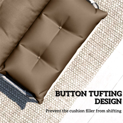 Khaki lounger cushion with button-tufted panels
