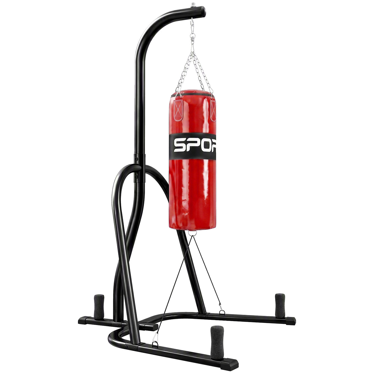 Photo of SPORTNOW Punching Bag with Stand for Adults, Freestanding Boxing Stand with Heavy Bag and Weight Plate Storage, Red in Red colour on a white background