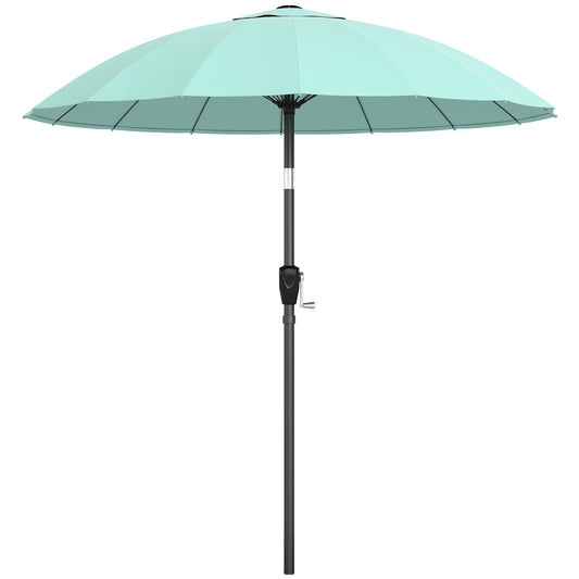 Photo of Outsunny 2 m Shanghai Garden Parasol Umbrella with 16 Fibreglass Ribs, Outdoor Parasol Sun Shade with Crank & Tilt, Turquoise in Turquoise colour on a white background