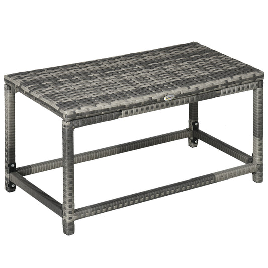 Photo of Outsunny Outdoor Coffee Table Side Table with Rectangular Shape Frame for Patio, Balcony, Mixed Grey in Grey colour on a white background