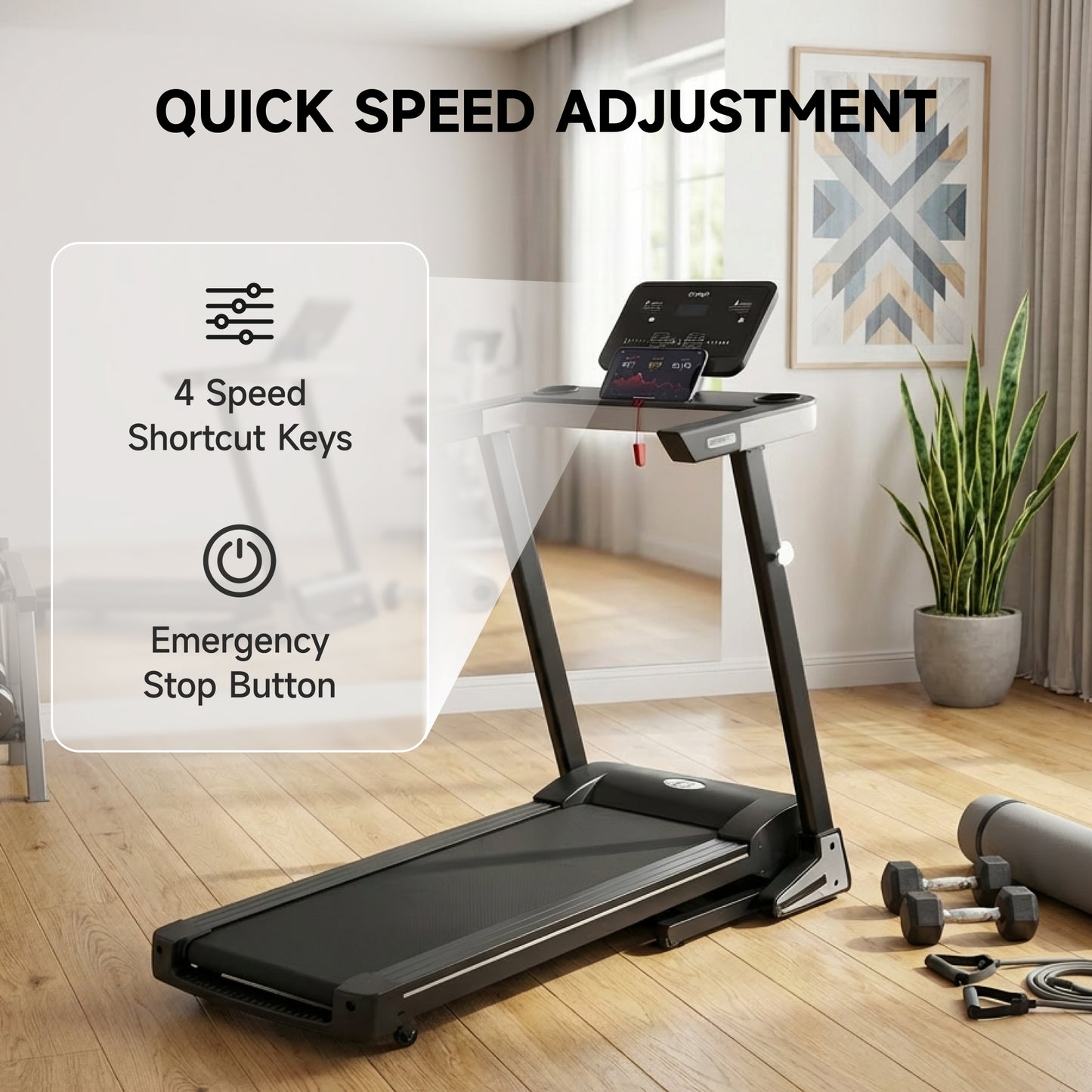 HOMCOM Motorised Folding Treadmill with 500W & LED Screen for Home, Black