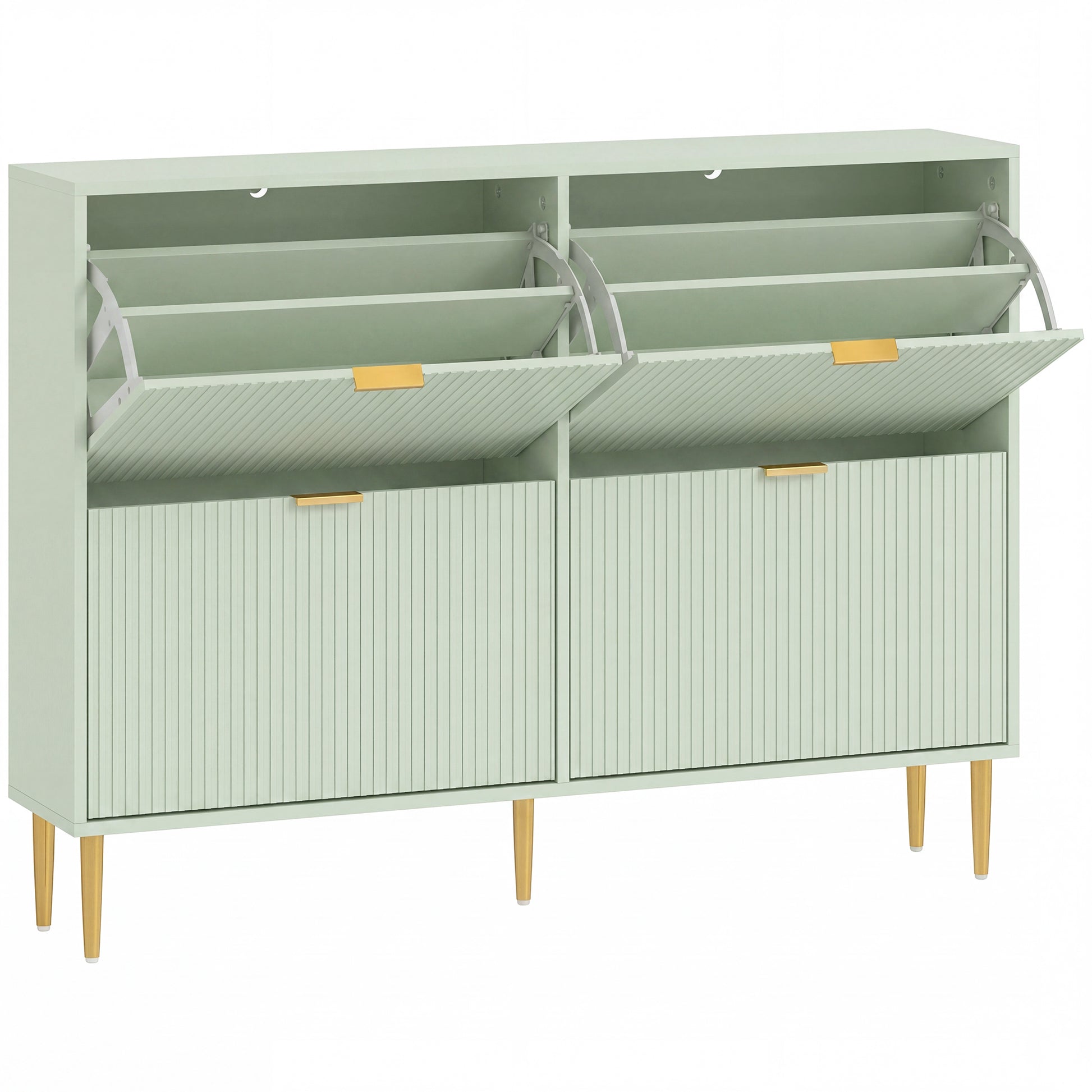 Photo of HOMCOM Elegant Four-Drawer Shoe Cabinet - Light Green in Green colour on a white background