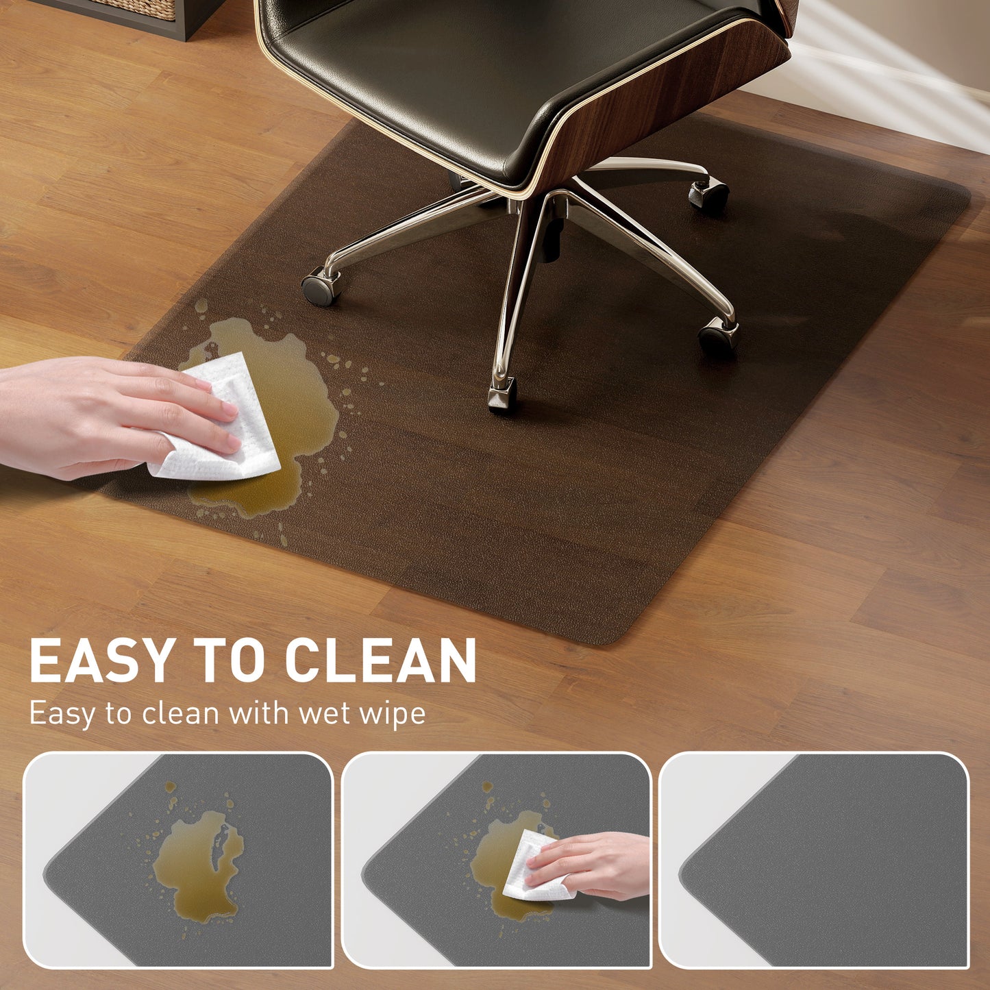 HOMCOM Chair Mat for Hard Floors, 90 x 120 cm Non-Slip Floor Mats for Wood/Tile Protection, Office & Home, Black