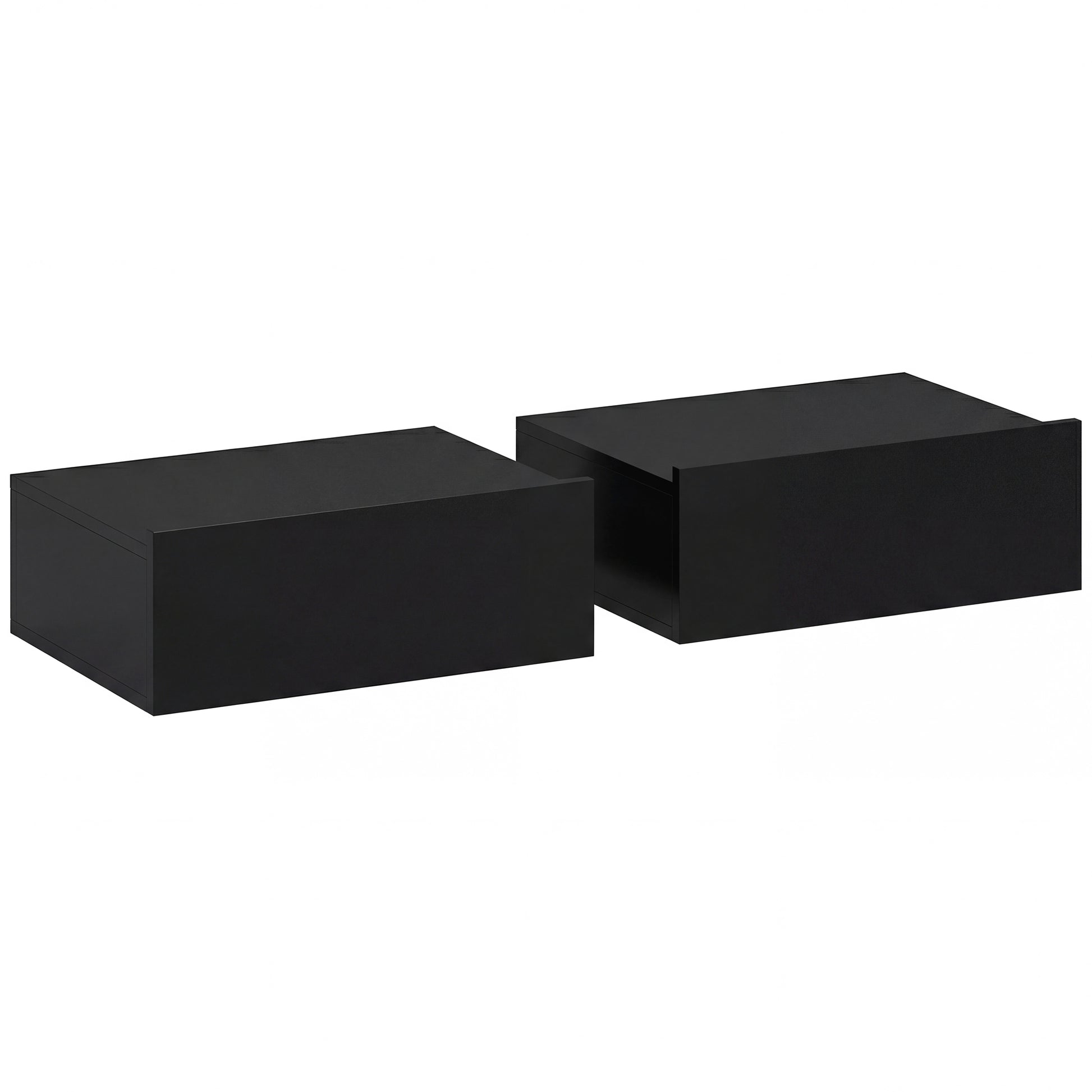 Photo of HOMCOM Floating Bedside Table Set of 2, Wall-Mounted Nightstand with Storage Drawer, Small Side End Table for Bedroom, Black in Black colour on a white background