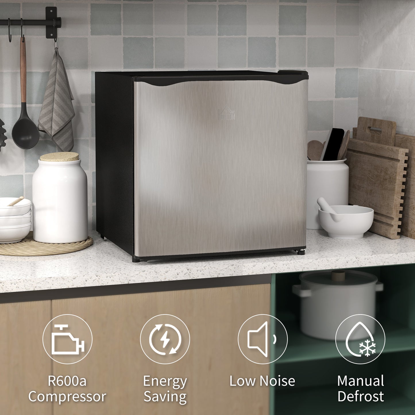 HOMCOM 35L Mini Freezer, -24℃ to -14℃ Temperature - Silver Tone
