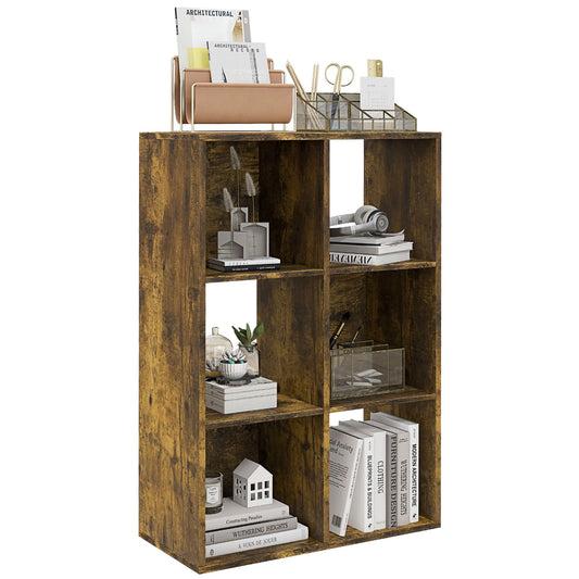 Photo of HOMCOM 6-Cube Bookshelf - Rustic Brown in Brown colour on a white background
