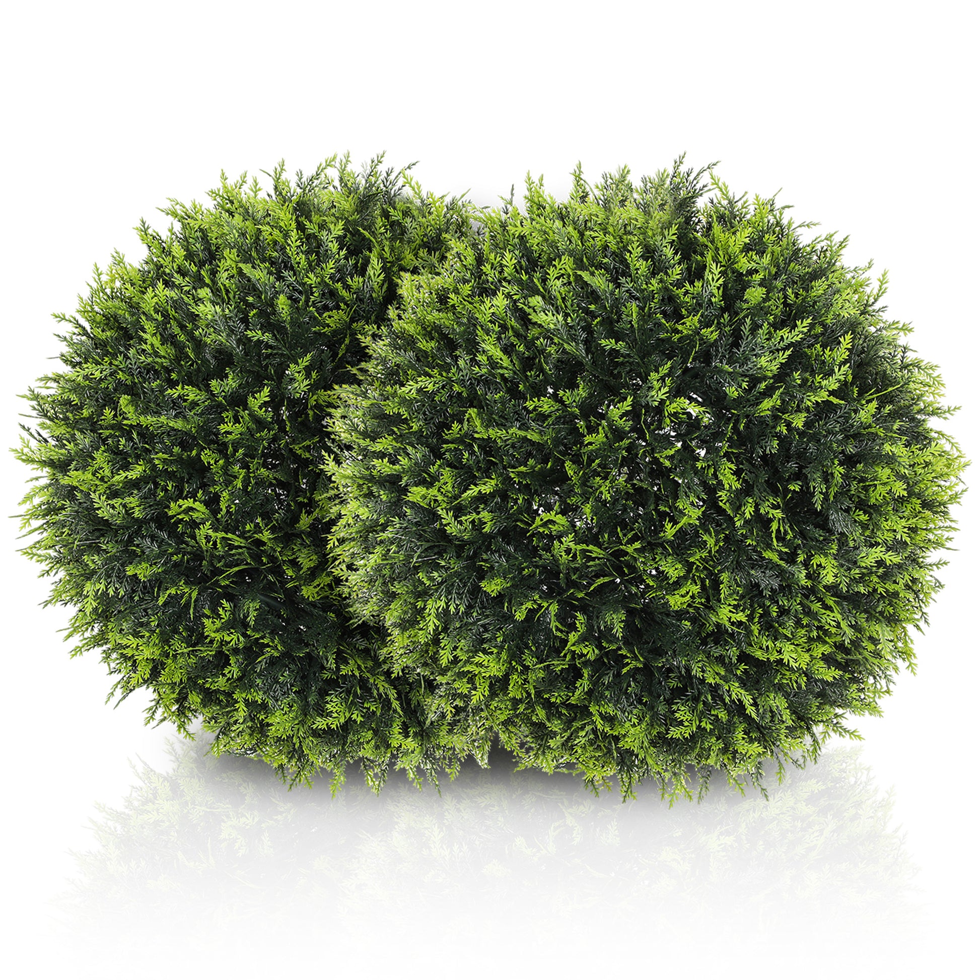 Photo of HOMCOM Set of 2 Artificial Plant Topiary Balls, UV-Protected Fake Decorative Plants, Faux Home Indoor Outdoor Decor, 45cm, Green in Green colour on a white background
