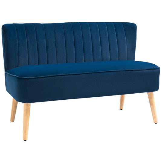 Photo of HOMCOM Modern Double Seat Sofa Foam Padding High Back Soft Comfortable Compact Couch Home Office Dark Blue in Blue colour on a white background