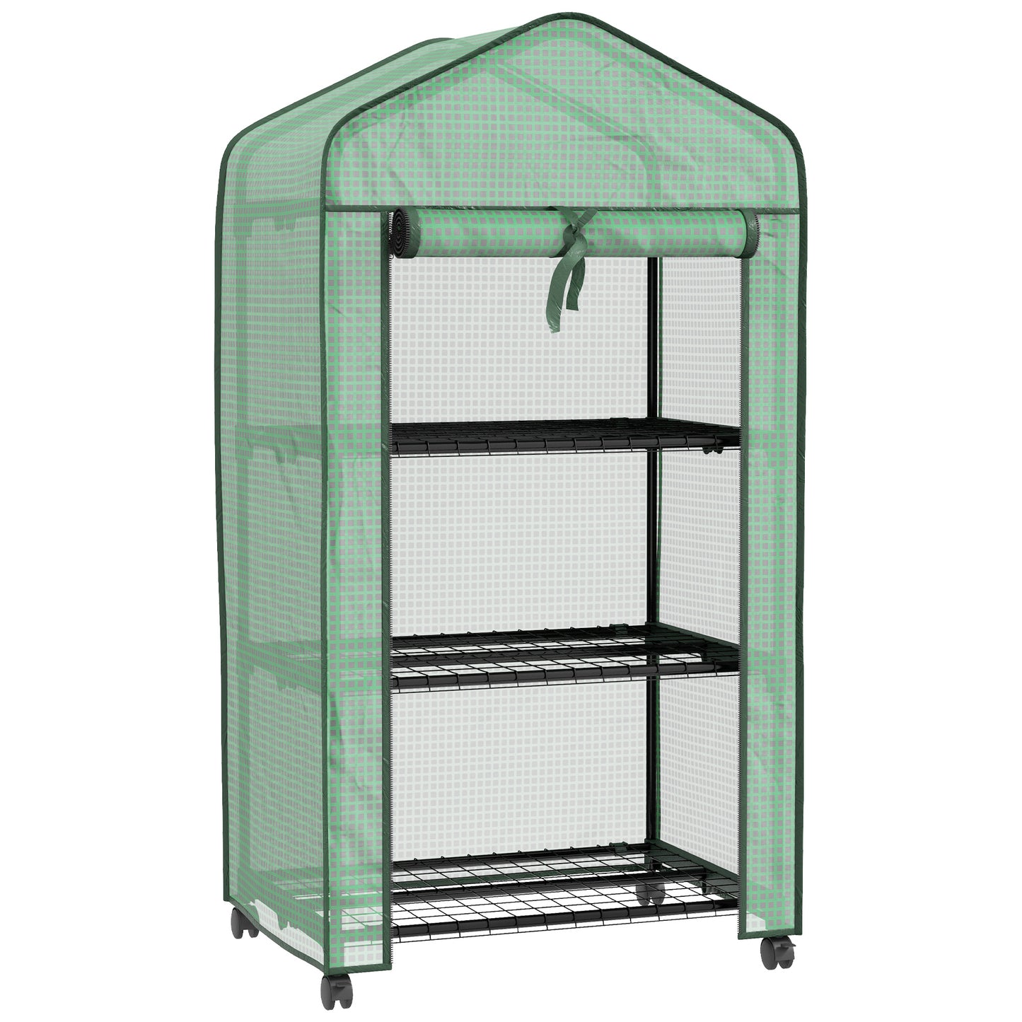 Photo of Outsunny Three-Tier Mini Greenhouse - Green in Green colour on a white background
