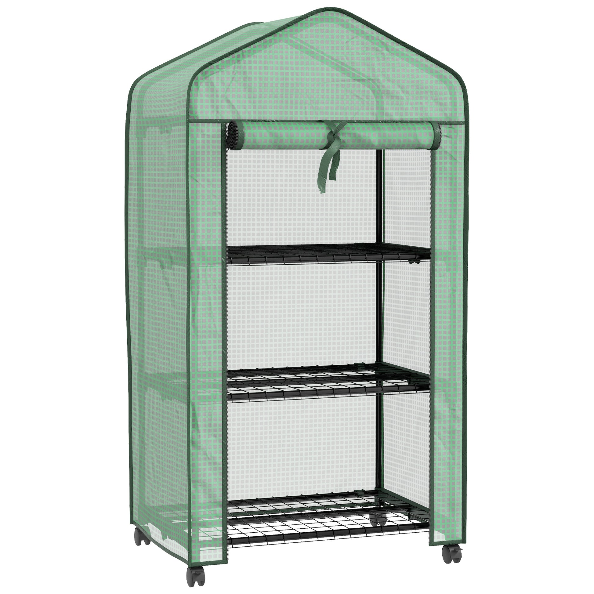Photo of Outsunny Three-Tier Mini Greenhouse - Green in Green colour on a white background