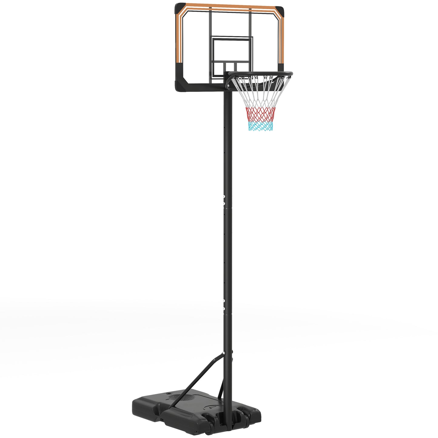 Photo of SPORTNOW Height Adjustable Basketball Stand Net Set System, Freestanding Basketball Hoop and Stand with Wheels, 182-213cm - Black in Black colour on a white background