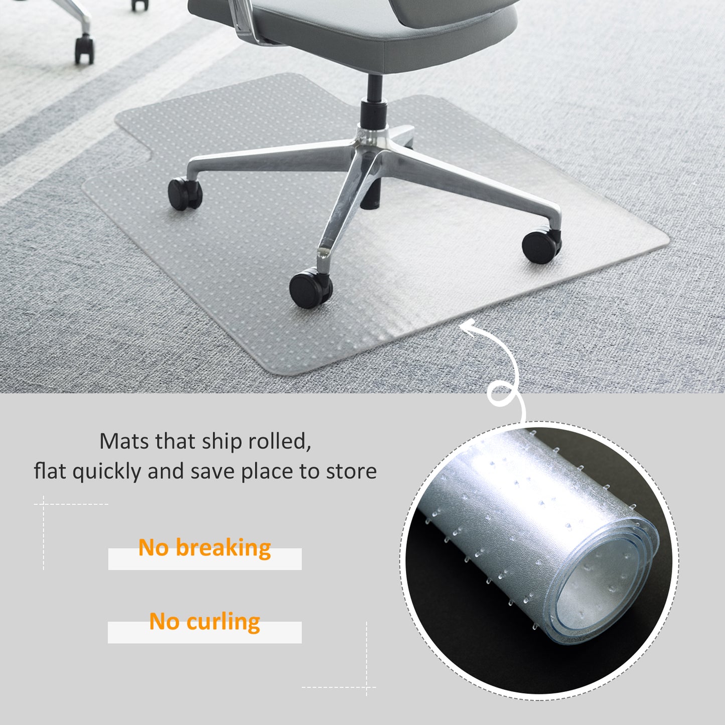 HOMCOM Office Chair Mat for Carpeted Floor, 90 x 120 cm Clear Computer Desk Chair Mat, BPA and Phthalate Free, Non-Slip Floor Protector for Home Office