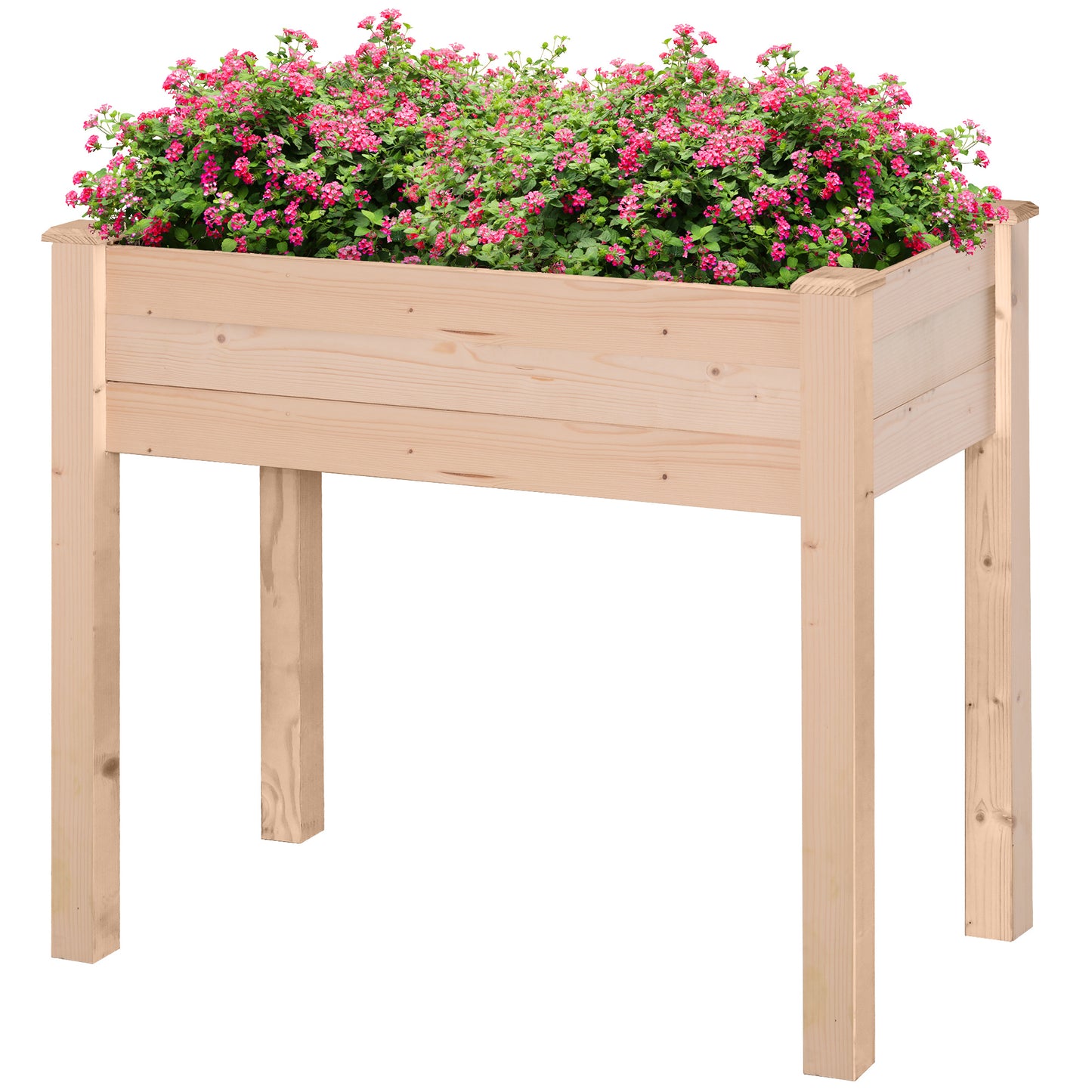 Photo of Outsunny Garden Wooden Planters， Rectangular Raised Bed,Flower Box, Fir Wood Indoor/Outdoor, Oak Tone, 86L x 46W x 76Hcm in 76Hcm colour on a white background
