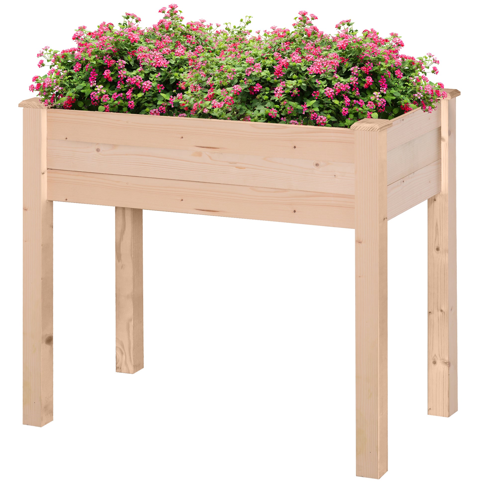 Photo of Outsunny Garden Wooden Planters， Rectangular Raised Bed,Flower Box, Fir Wood Indoor/Outdoor, Oak Tone, 86L x 46W x 76Hcm in 76Hcm colour on a white background