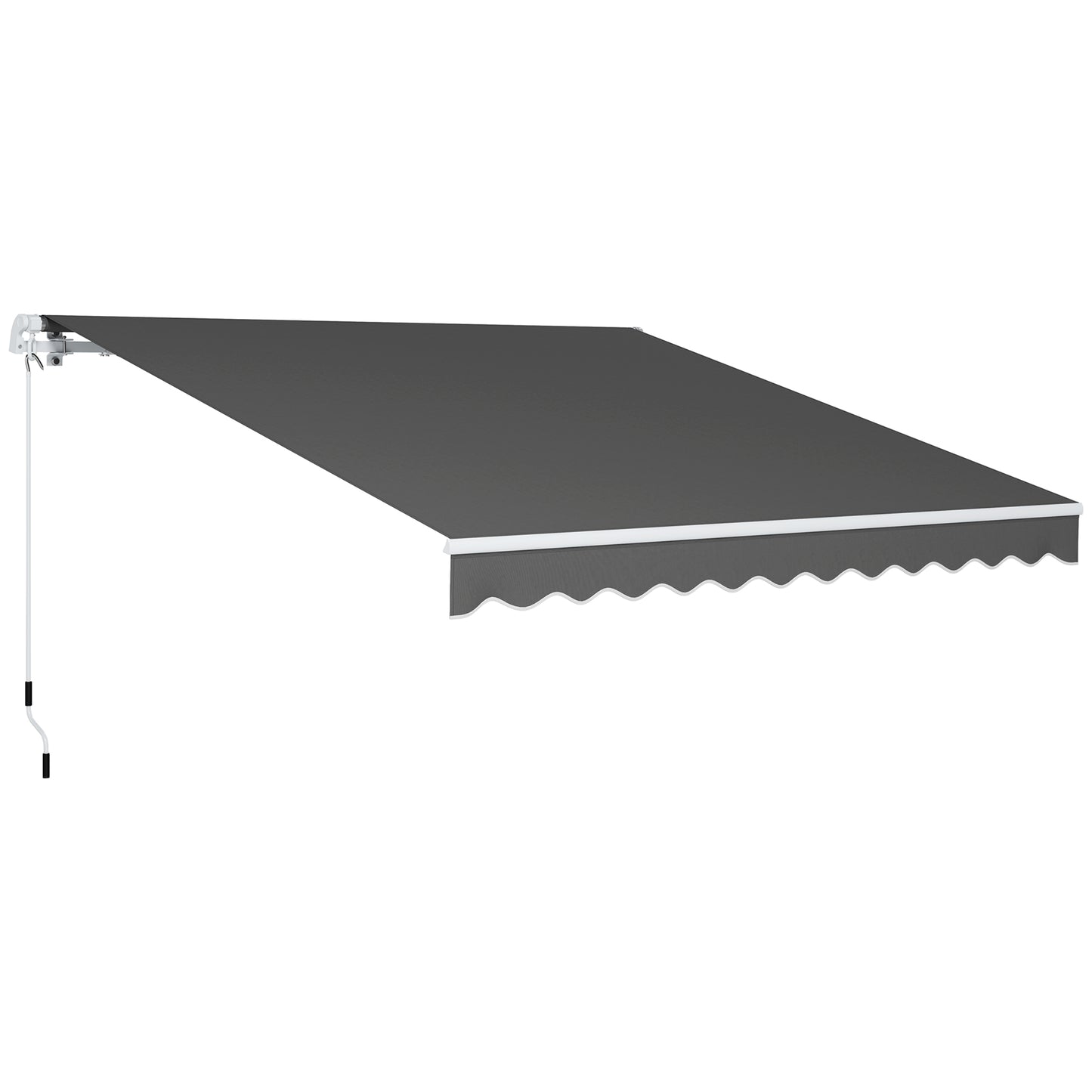 Photo of Outsunny 3 x 2.5m Garden Patio Manual Awning, Retractable Canopy Sun Shade Shelter with Fittings and Crank Handle, Dark Grey in Grey colour on a white background
