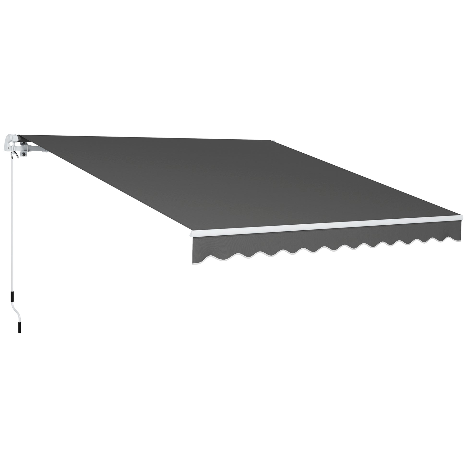 Photo of Outsunny 3 x 2.5m Garden Patio Manual Awning, Retractable Canopy Sun Shade Shelter with Fittings and Crank Handle, Dark Grey in Grey colour on a white background