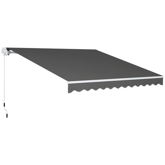 Photo of Outsunny 3 x 2.5m Garden Patio Manual Awning, Retractable Canopy Sun Shade Shelter with Fittings and Crank Handle, Dark Grey in Grey colour on a white background