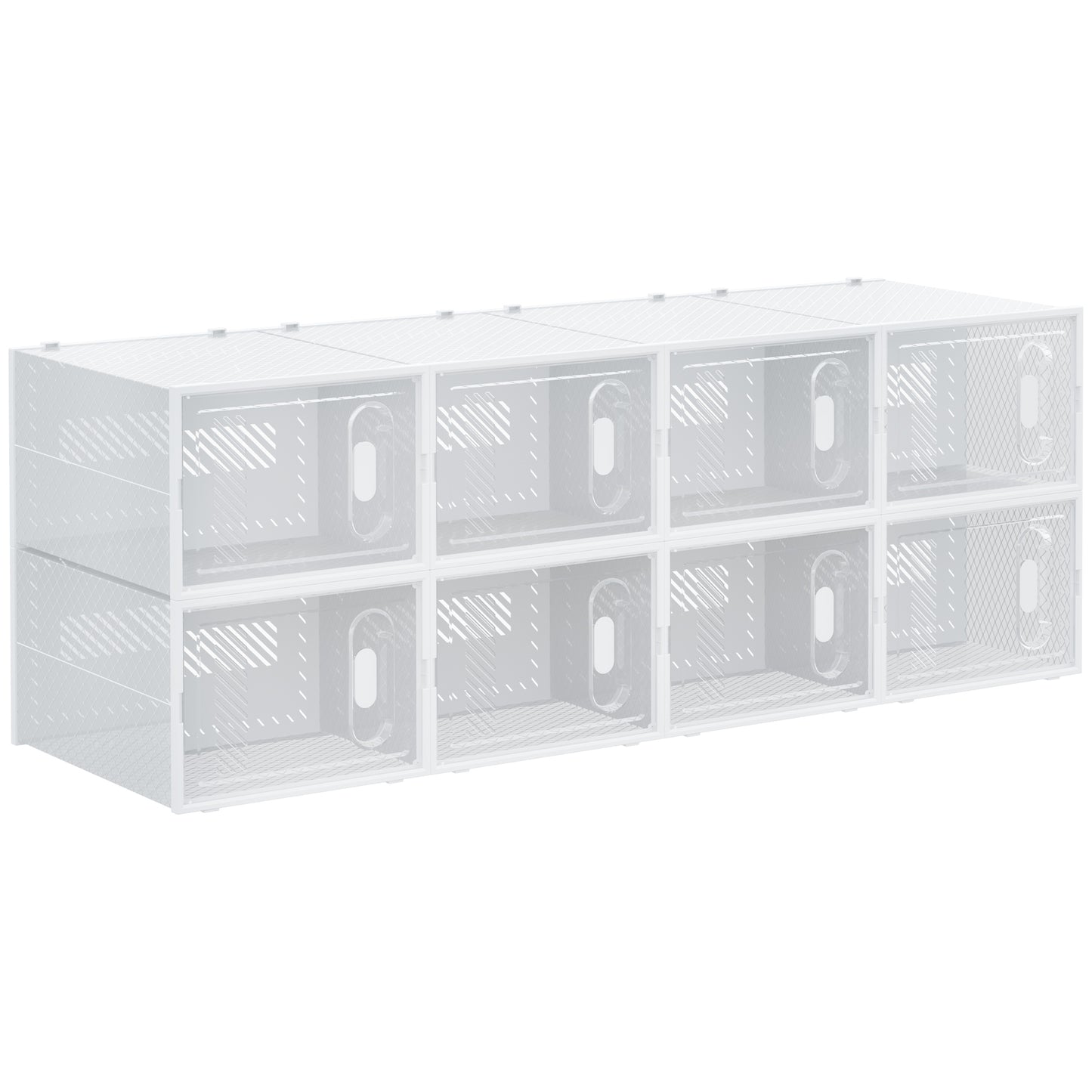Photo of HOMCOM 8PCS Clear Shoe Box, Plastic Stackable Shoe Storage Box for UK/EU Size up to 12/46 with Magnetic Door for Women/Men, 28 x 36 x 21 cm in cm colour on a white background