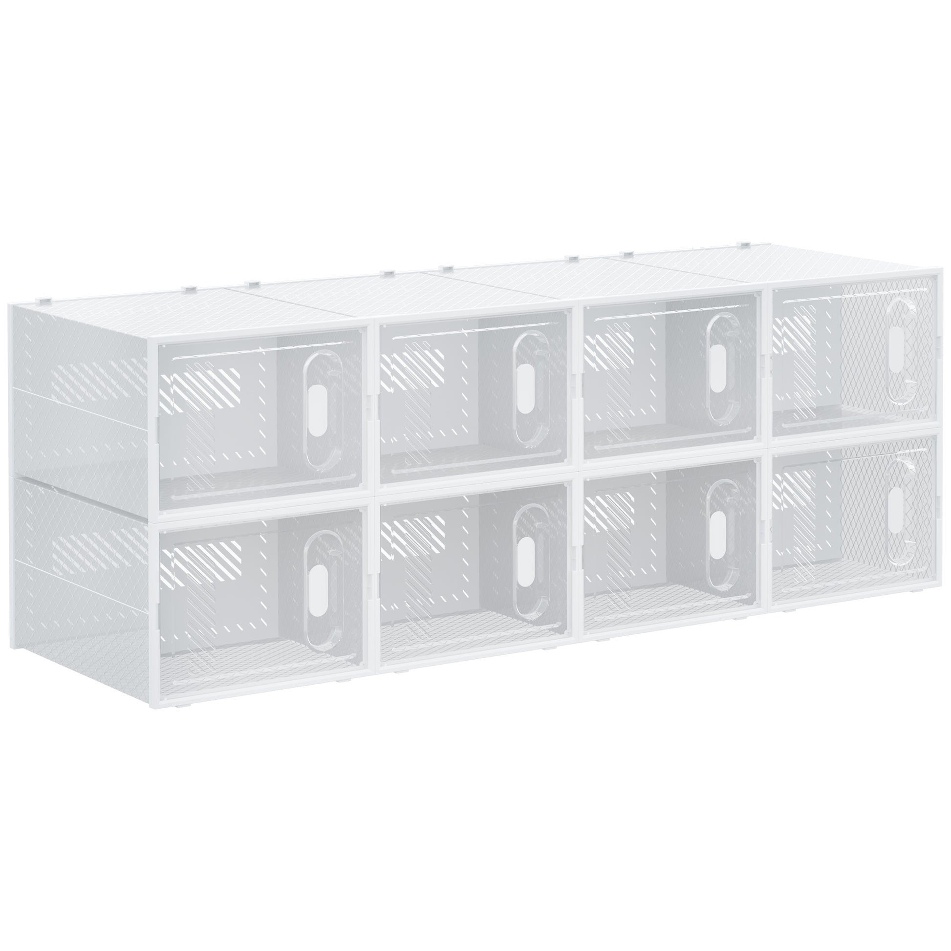 Photo of HOMCOM 8PCS Clear Shoe Box, Plastic Stackable Shoe Storage Box for UK/EU Size up to 12/46 with Magnetic Door for Women/Men, 28 x 36 x 21 cm in cm colour on a white background