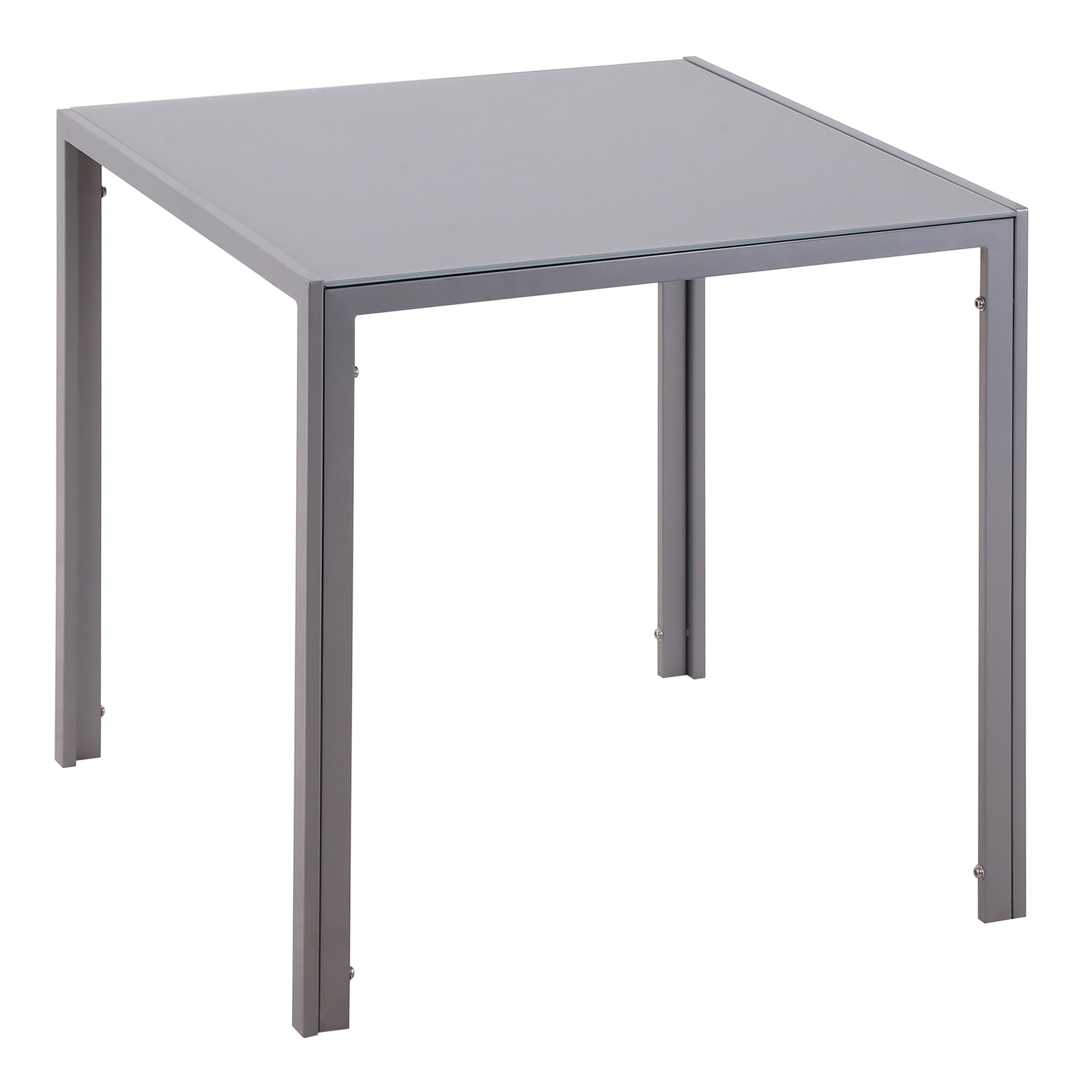 Photo of HOMCOM Modern Square Dining Table for 2-4 People, with Glass Top & Metal Legs for Dining Room, Living Room, Grey in Grey colour on a white background