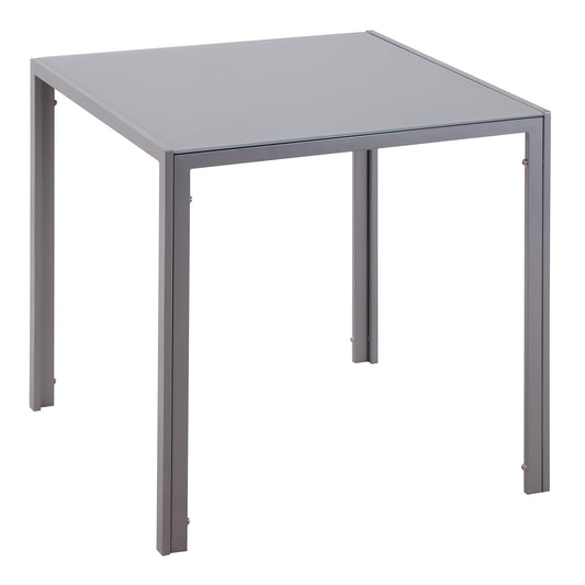 Photo of HOMCOM Modern Square Dining Table for 2-4 People, with Glass Top & Metal Legs for Dining Room, Living Room, Grey in Grey colour on a white background