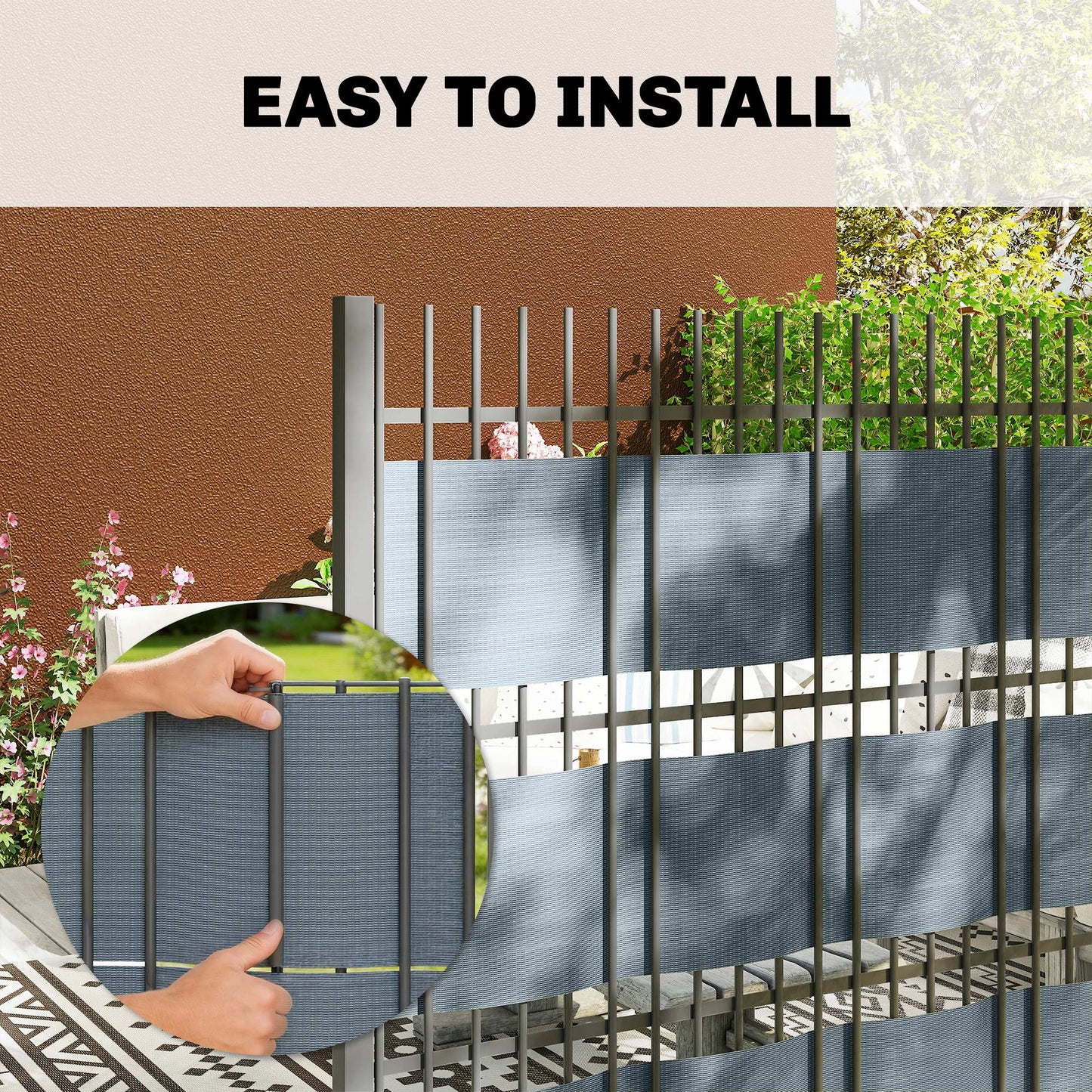 Outsunny 2Pcs Privacy Garden Screen Fence, UV Resistant Waterproof Windbreak Fencing, 70mx19cm, Grey