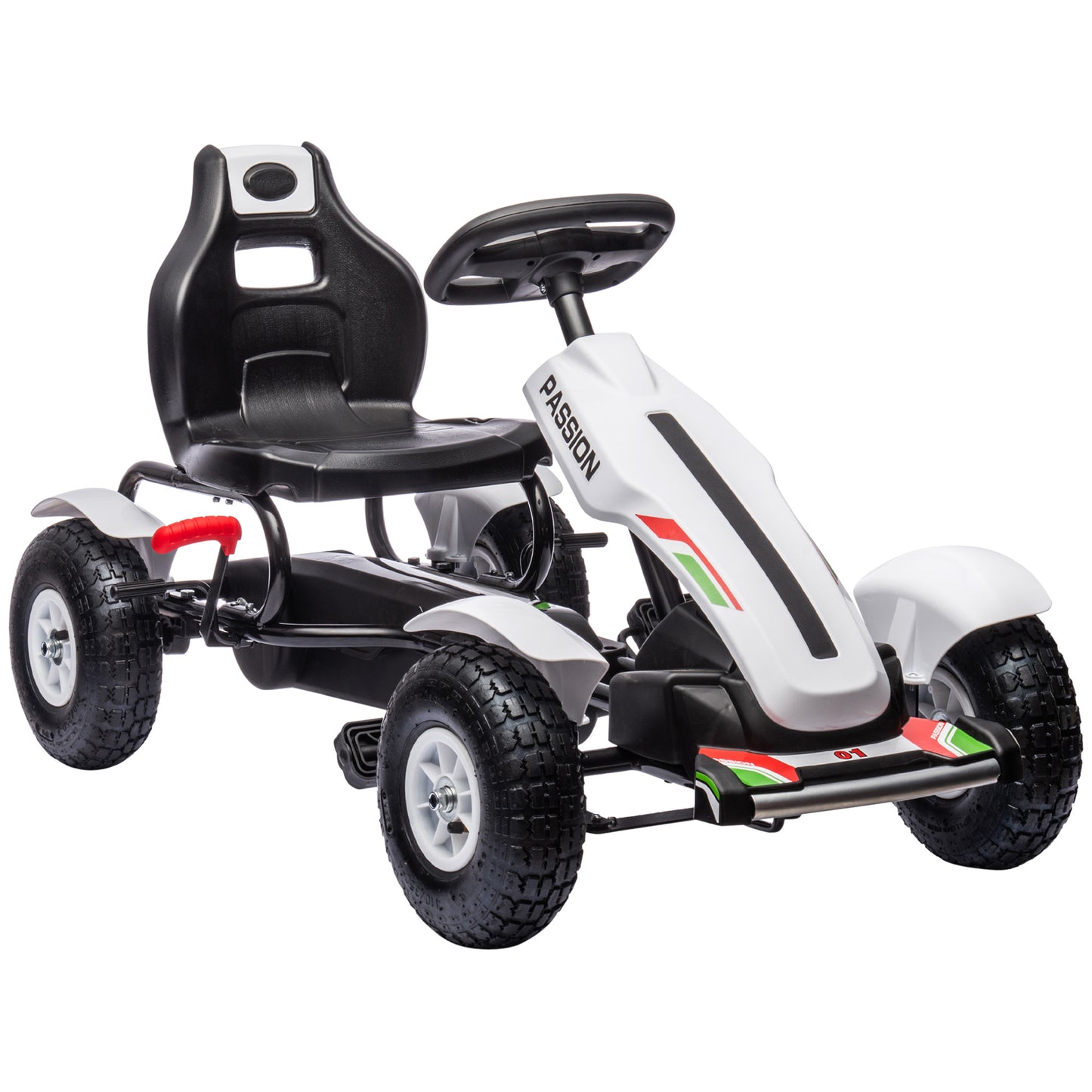 Photo of HOMCOM Pedal Go Kart, Kids Ride On Racer with Adjustable Seat, Inflatable Rubber Tyres, Handbrake for Ages 5-12 Years - White in White colour on a white background