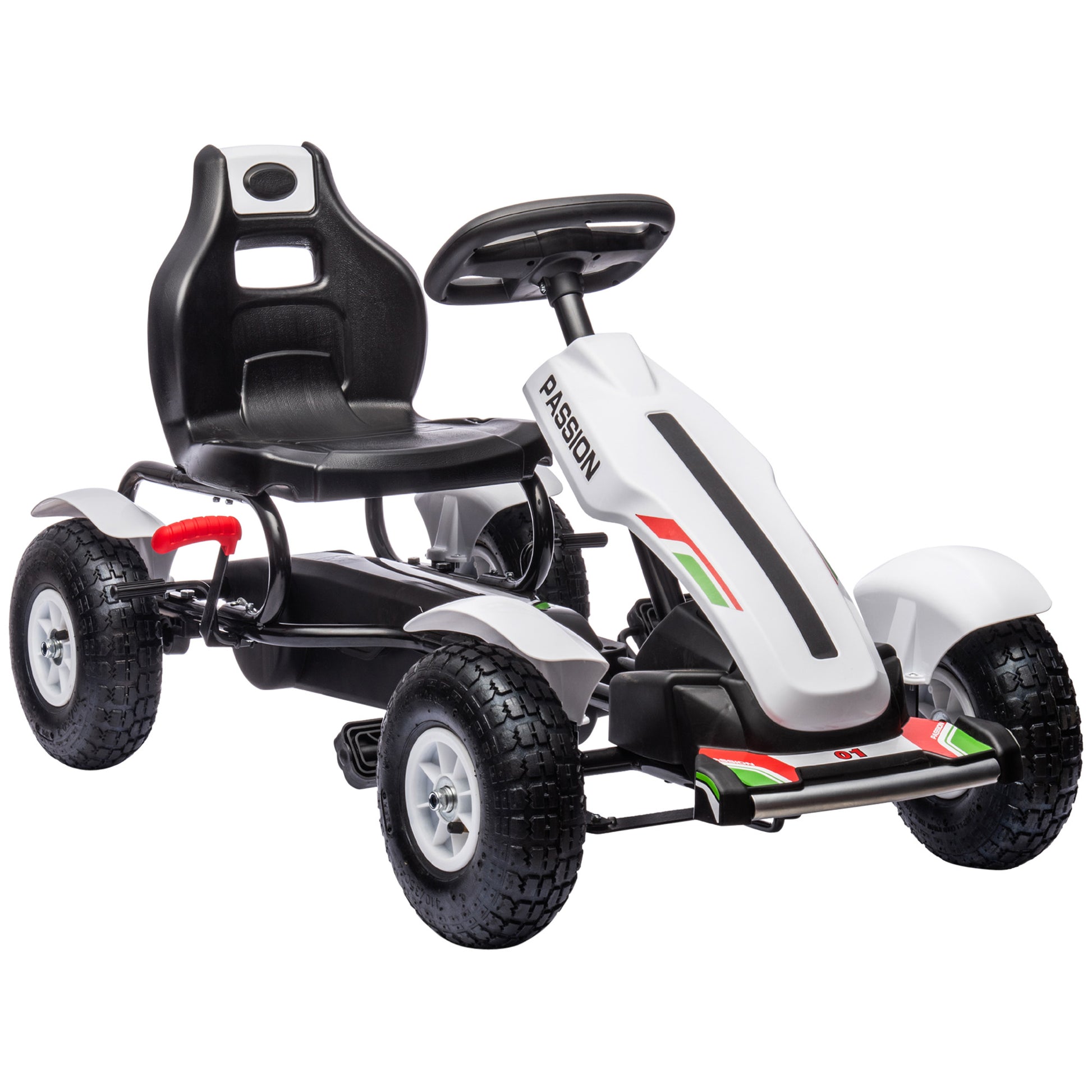 Photo of HOMCOM Pedal Go Kart, Kids Ride On Racer with Adjustable Seat, Inflatable Rubber Tyres, Handbrake for Ages 5-12 Years - White in White colour on a white background