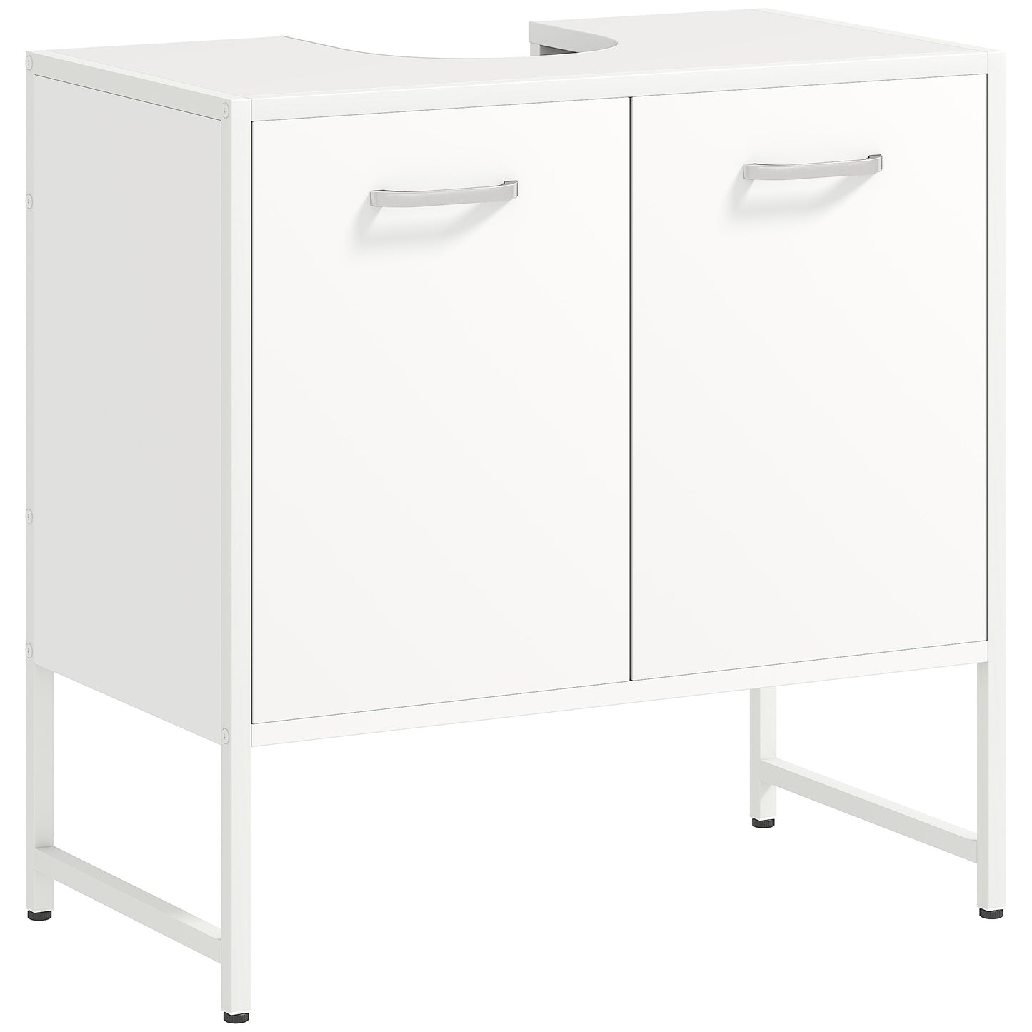 Photo of HOMCOM Bathroom Vanity Unit, Under Sink Storage Cabinet with Soft-Close Doors for Basin without or with Pedestal, White in White colour on a white background