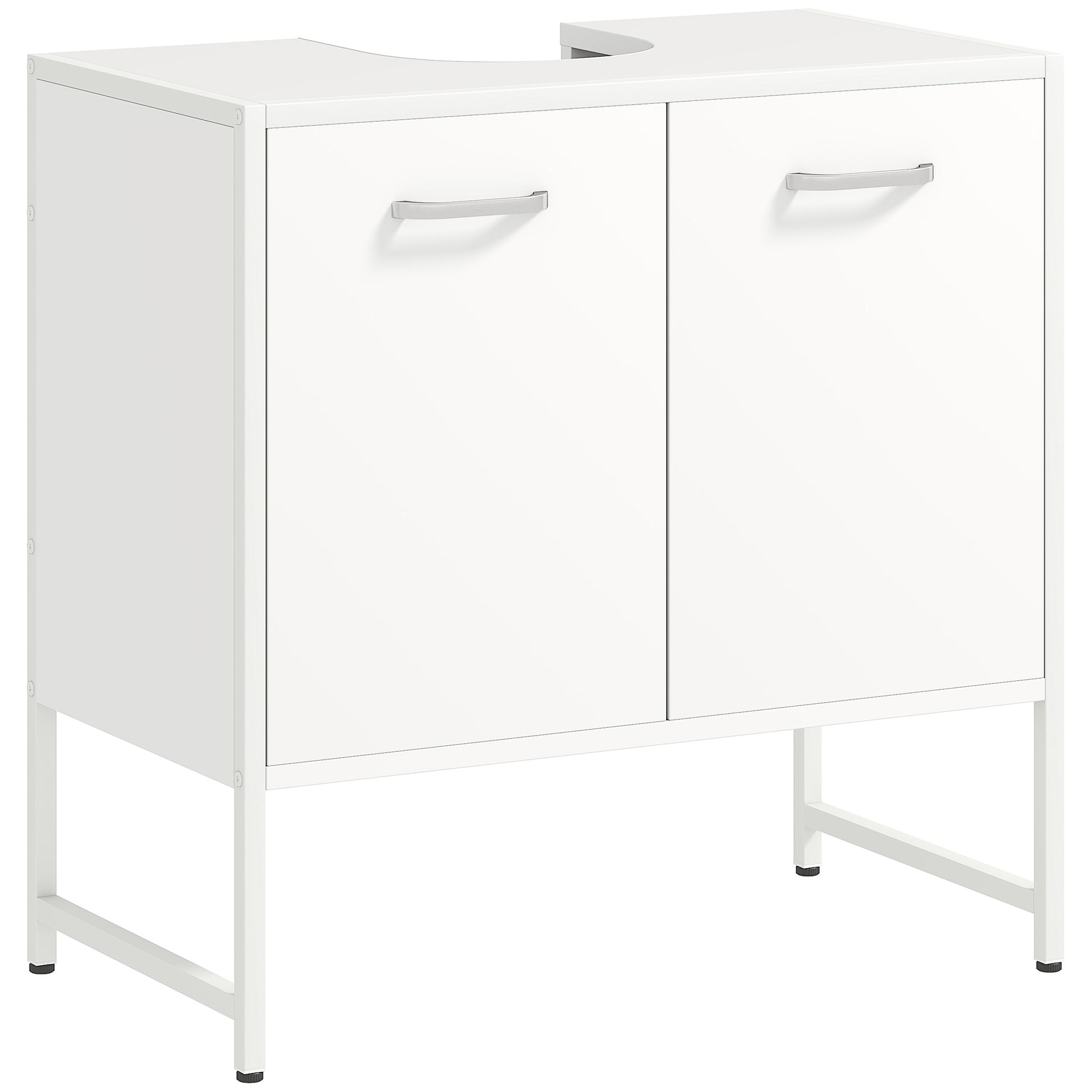 Photo of HOMCOM Bathroom Vanity Unit, Under Sink Storage Cabinet with Soft-Close Doors for Basin without or with Pedestal, White in White colour on a white background
