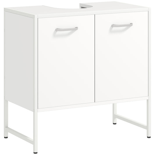 Photo of HOMCOM Bathroom Vanity Unit, Under Sink Storage Cabinet with Soft-Close Doors for Basin without or with Pedestal, White in White colour on a white background