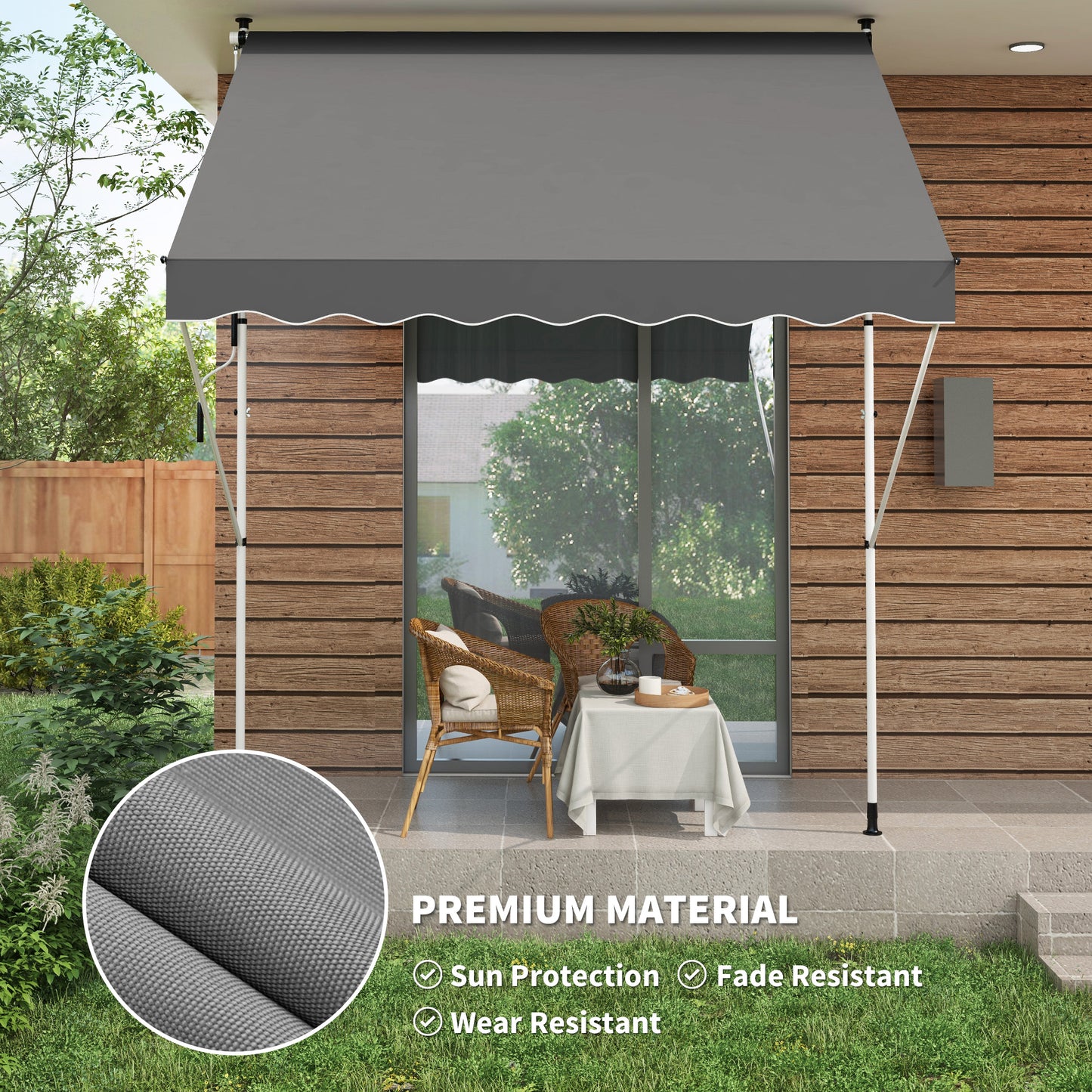 Outsunny 3x1.5m  Adjustable Outdoor Aluminium Frame Awning Grey