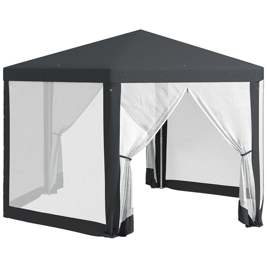 Photo of Outsunny 4M Hexagon Gazebo, Netting Party Tent, Patio Canopy Outdoor Event Shelter for Activities, Shade Resistant, Dark Grey in Grey colour on a white background