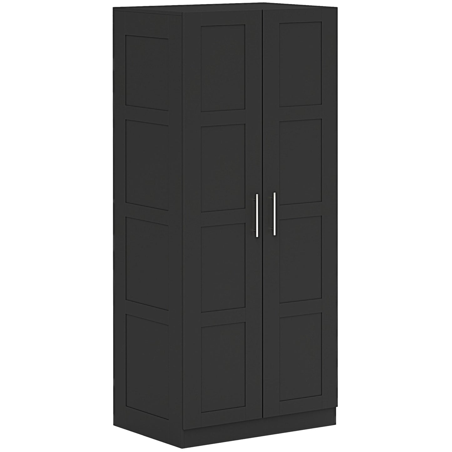 Photo of HOMCOM Double Panel Door Wardrobe, with Shelves - Black in Black colour on a white background