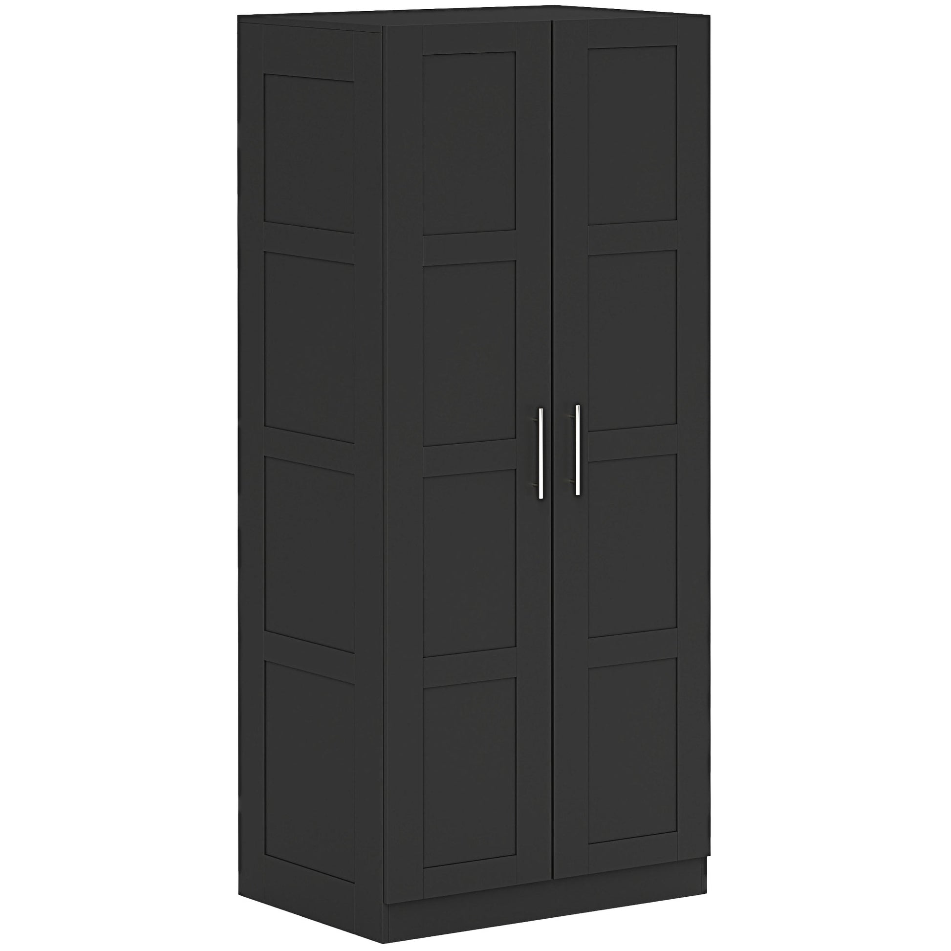 Photo of HOMCOM Double Panel Door Wardrobe, with Shelves - Black in Black colour on a white background