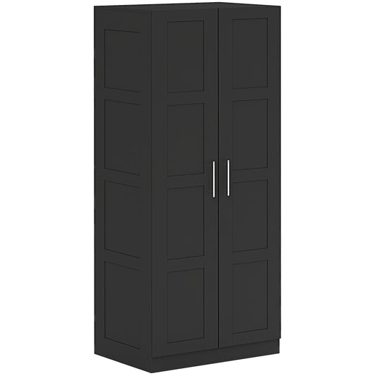 Photo of HOMCOM Double Panel Door Wardrobe, with Shelves - Black in Black colour on a white background