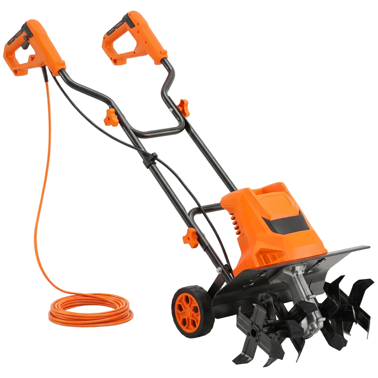 Photo of Outsunny 1500W Electric Garden Tiller w/Foldable Handle, 40cm Working Width, 20cm Tilling Depth, 6 Blades, 2 Adjustable Wheels in Wheels colour on a white background