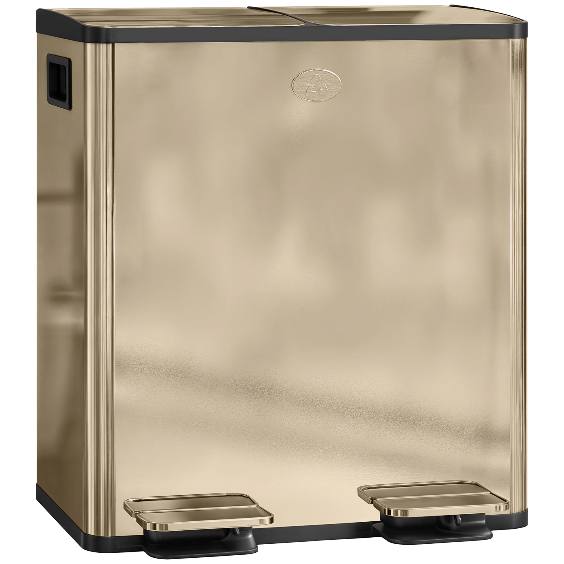 Photo of HOMCOM 40L Dual Compartment Stainless Steel Bin, with Deodoriser Holders - Gold Tone in Tone colour on a white background