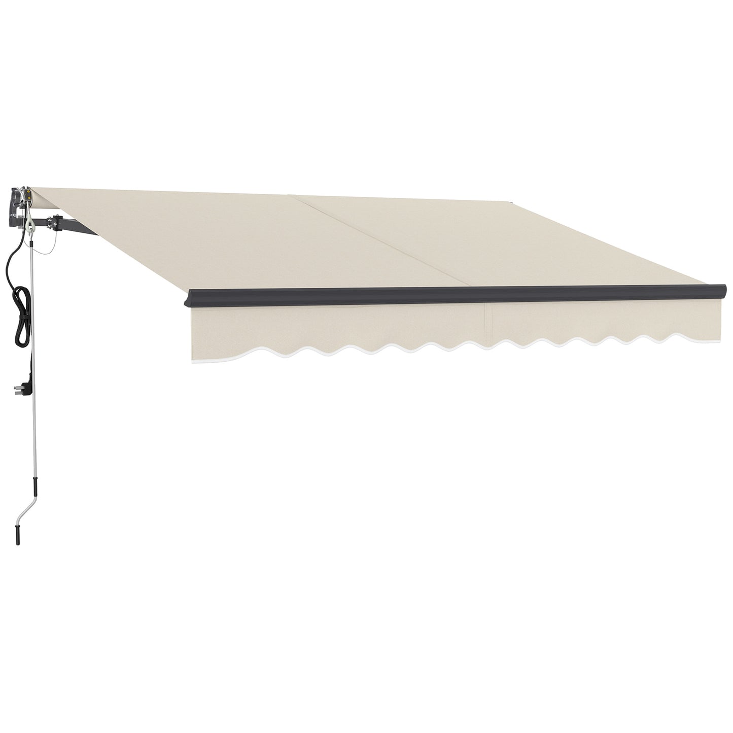 Photo of Outsunny 2.5 x 2m Electric Awning with Remote Controller, Aluminium Frame Retractable Awning, Beige in Beige colour on a white background