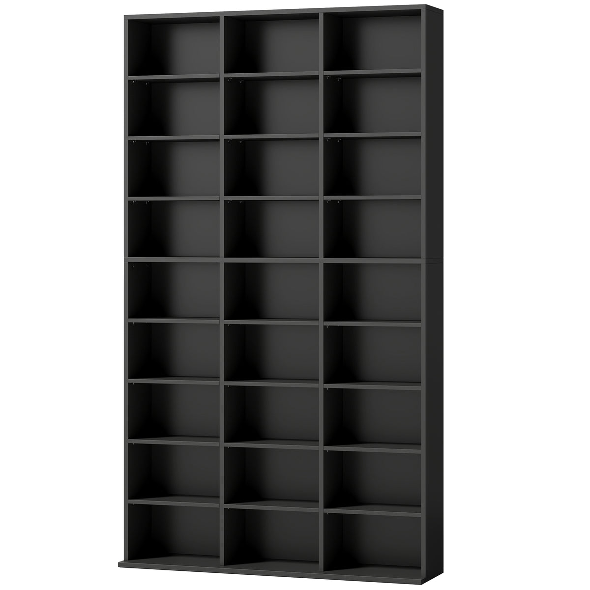 Photo of HOMCOM 835 CD/500 DVD Storage Unit, Blu-ray Media Storage Shelf with 27 Compartments and 21 Adjustable Shelves, Black in Black colour on a white background