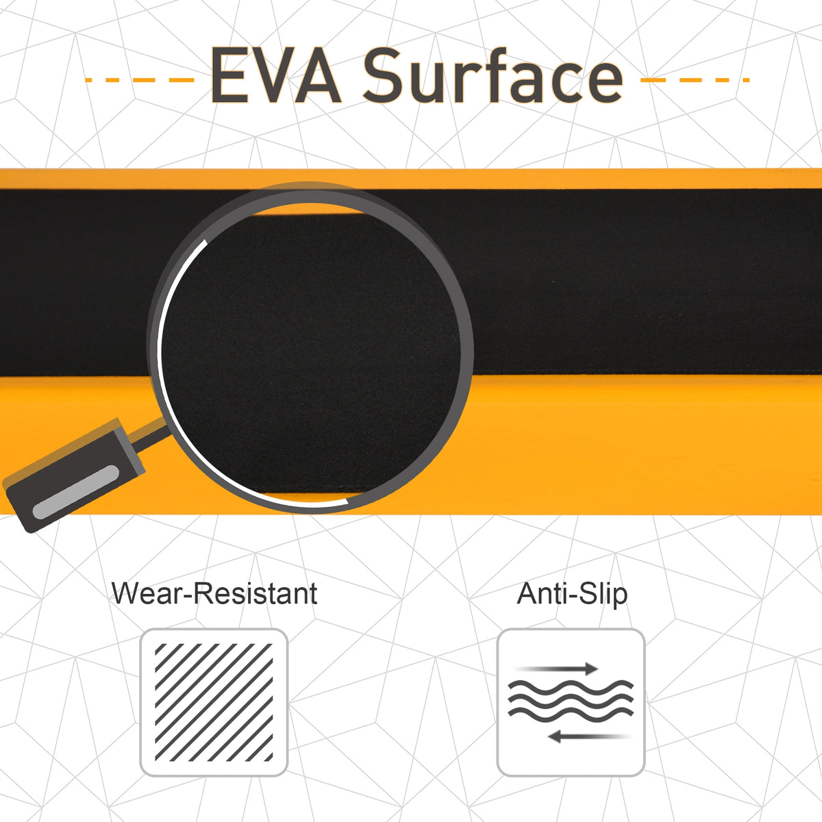 Close-up of the sawhorse's black, textured EVA top surface