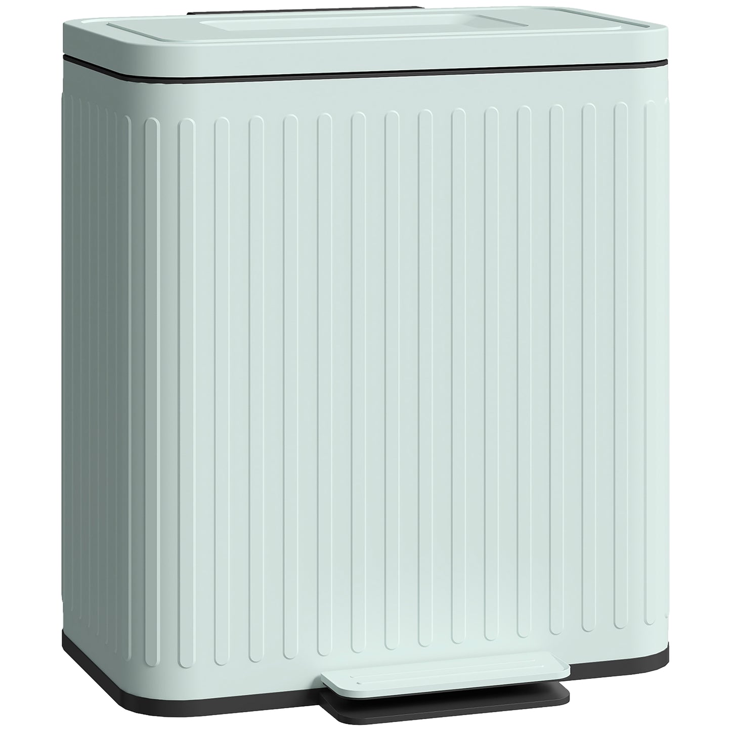 Photo of HOMCOM Dual Kitchen Bin, 2 x 20L Double Bin for Recycling and Waste, Fingerprint-proof Pedal Bin with Soft-Close Lid, Removable Inner Buckets, Green in Green colour on a white background