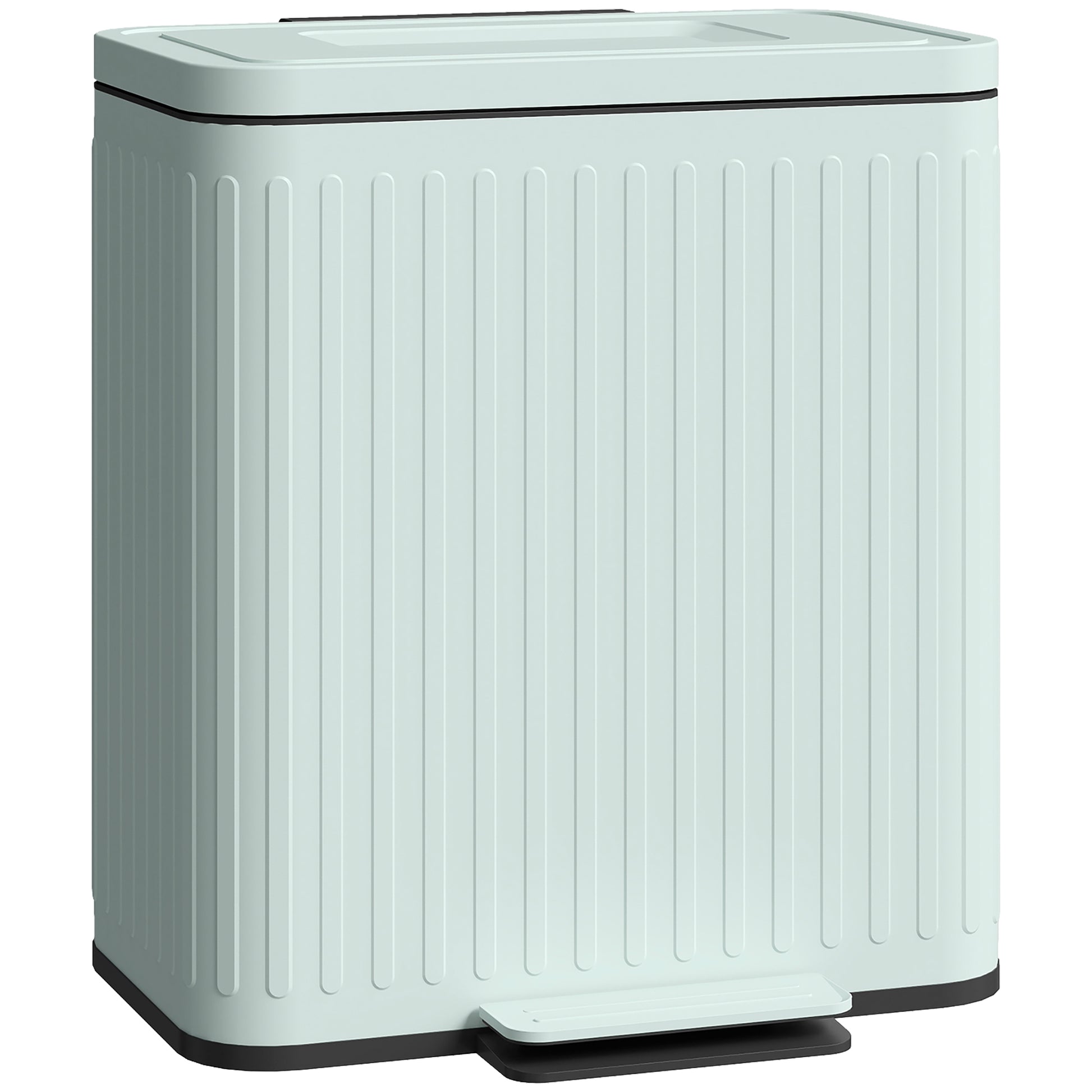 Photo of HOMCOM Dual Kitchen Bin, 2 x 20L Double Bin for Recycling and Waste, Fingerprint-proof Pedal Bin with Soft-Close Lid, Removable Inner Buckets, Green in Green colour on a white background
