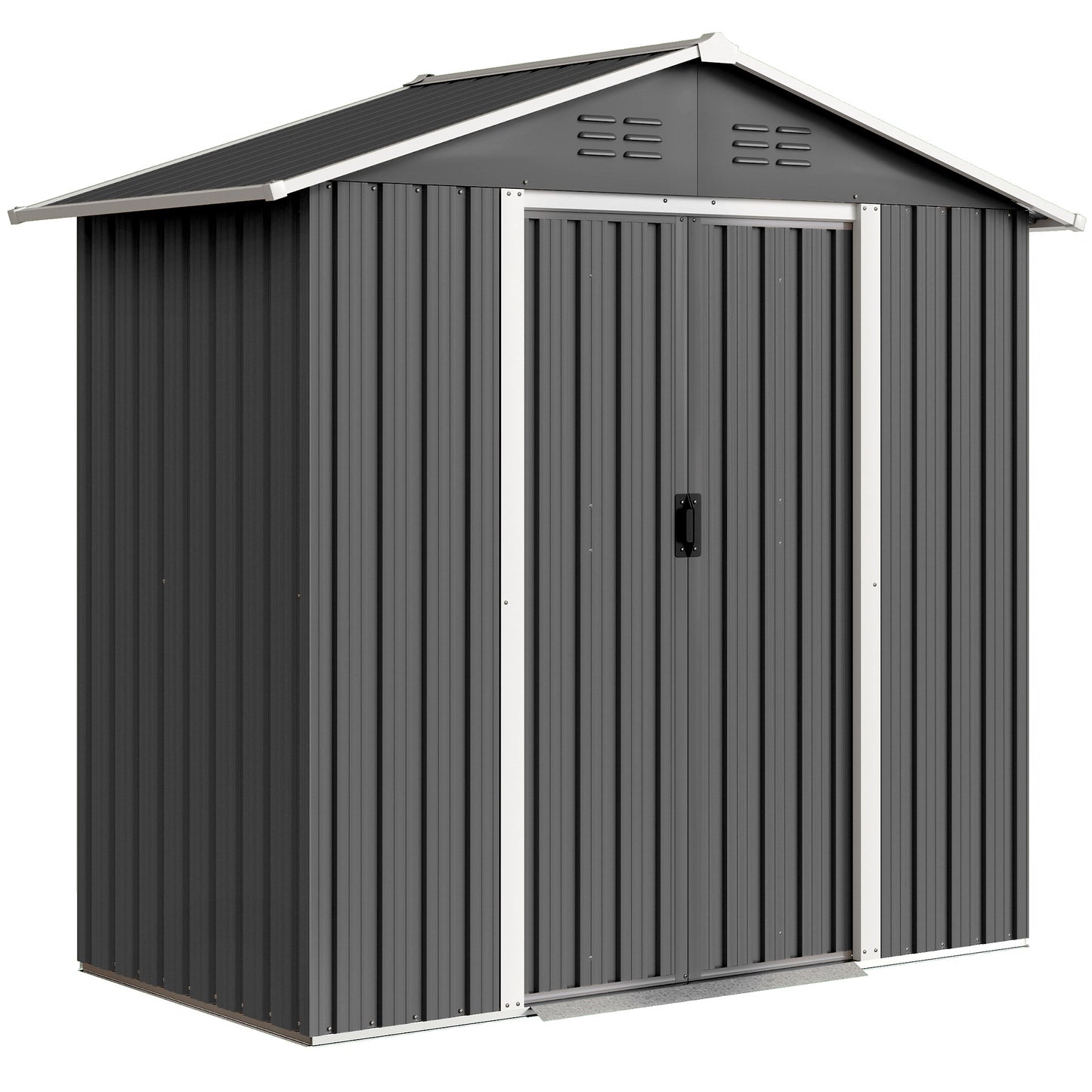 Photo of Outsunny 6.5 x 3.5ft Metal Garden Storage Shed - Dark Grey in Grey colour on a white background