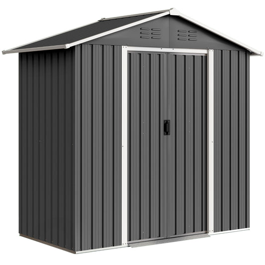 Photo of Outsunny 6.5 x 3.5ft Metal Garden Storage Shed - Dark Grey in Grey colour on a white background