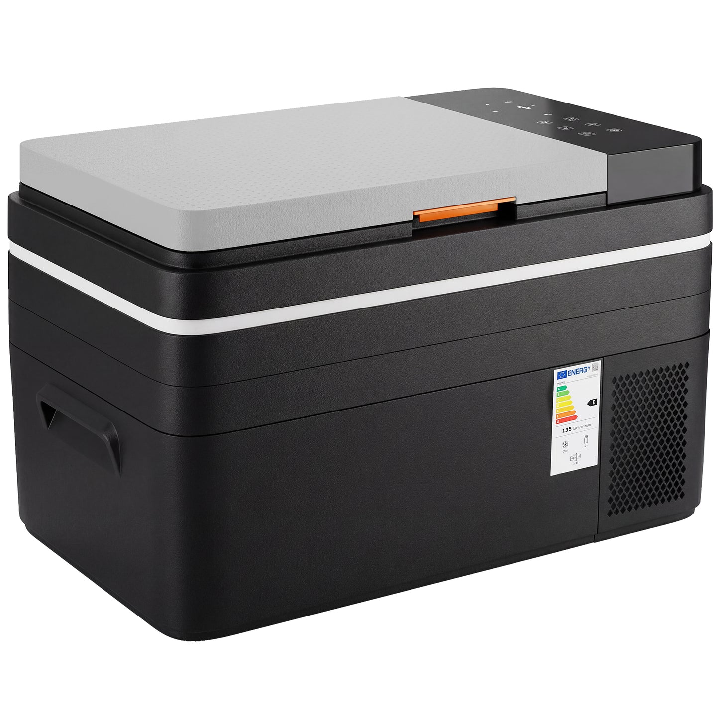 Photo of Outsunny 30L Compressor Car Fridge Freezer, Camping Refrigerator with App Control, 12/24V DC and 100-240V AC, Black in Black colour on a white background