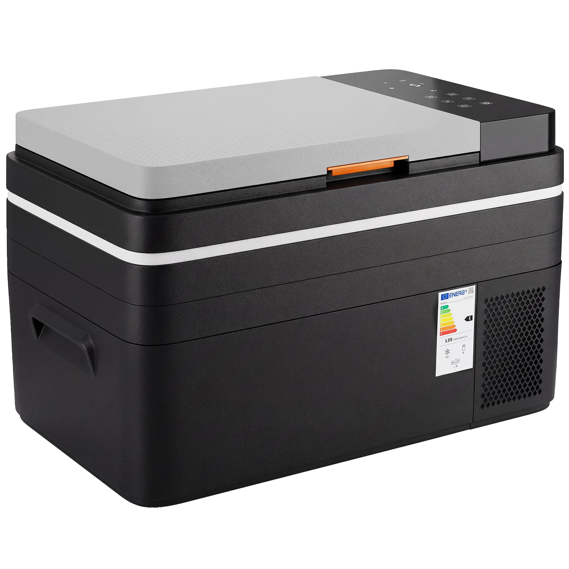 Photo of Outsunny 30L Compressor Car Fridge Freezer, Camping Refrigerator with App Control, 12/24V DC and 100-240V AC, Black in Black colour on a white background